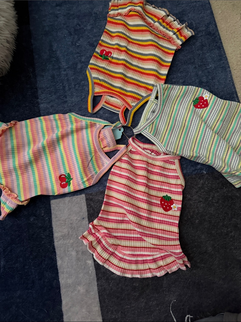 Striped Strawberry & Cherry Dog Tank Top - Multi Color